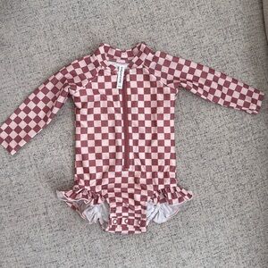 Kids Checkered Rashguard in Pink by Ruffle Butts